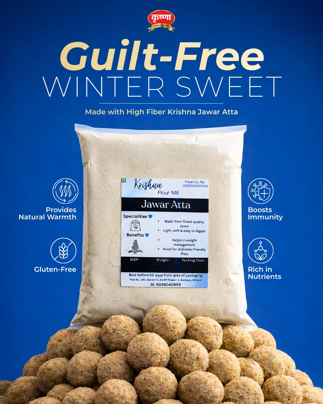 Krishna Jawar Atta pack with winter sweets